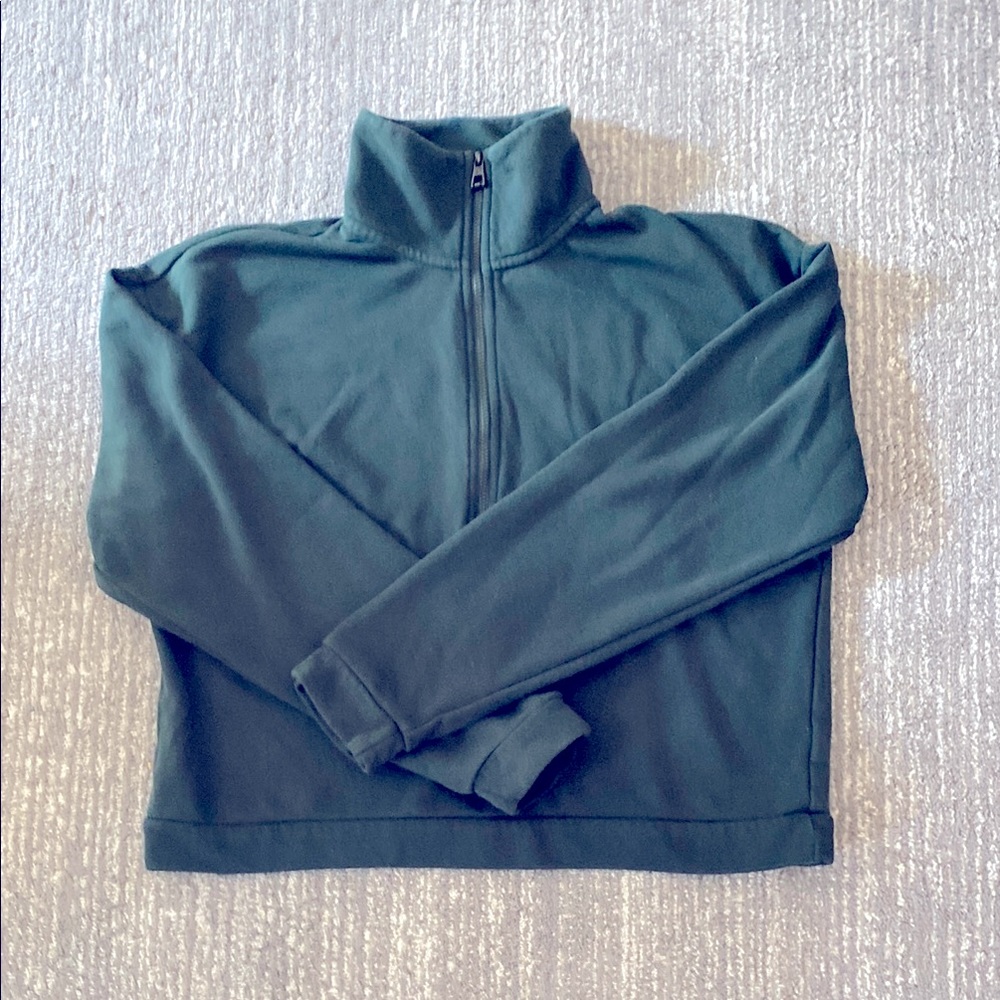ZYIA Active 1/4 zip crop sweatshirt green sz L